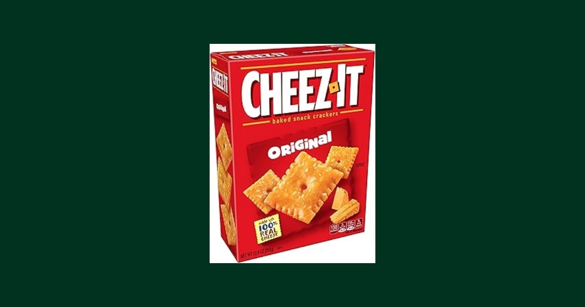 Red box of Cheez-It Original baked cheese crackers showing the brand logo and product name on white background